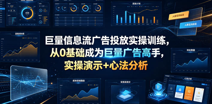 巨量信息流广告投放实操训练,从0基础成为巨量广告高手,实操演示+心法分析-lanti云网创