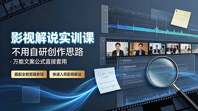 影视解说实训课:零基础文案公式+PR剪辑教程,快速入局自媒体变现-lanti云网创
