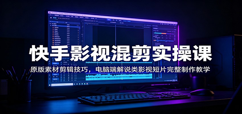 快手影视混剪实操课：原版素材剪辑技巧，电脑端解说类影视短片完整制作教学-lanti云网创