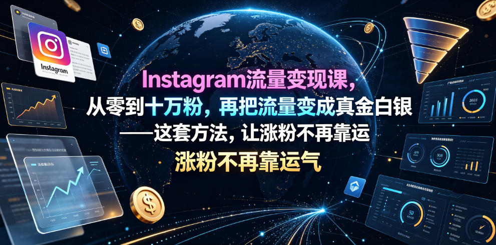 Instagram流量变现课:从零到十万粉的系统涨粉方法,把流量变成真金白银-lanti云网创