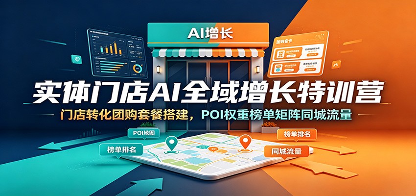 实体门店AI全域增长特训营:门店转化团购套餐搭建,POI权重榜单矩阵同城流量-lanti云网创