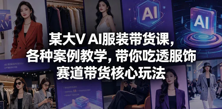 某大V AI服装带货课，各种案例教学，带你吃透服饰赛道带货核心玩法-lanti云网创