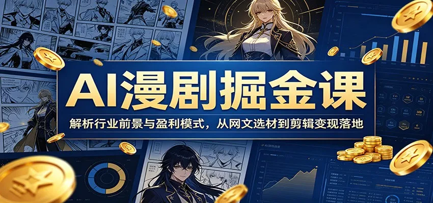 AI漫剧掘金课：解析行业前景与盈利模式，从网文选材到剪辑变现落地-lanti云网创