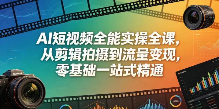 AI短视频全能实操全课，从剪辑拍摄到流量变现，零基础一站式精通-lanti云网创
