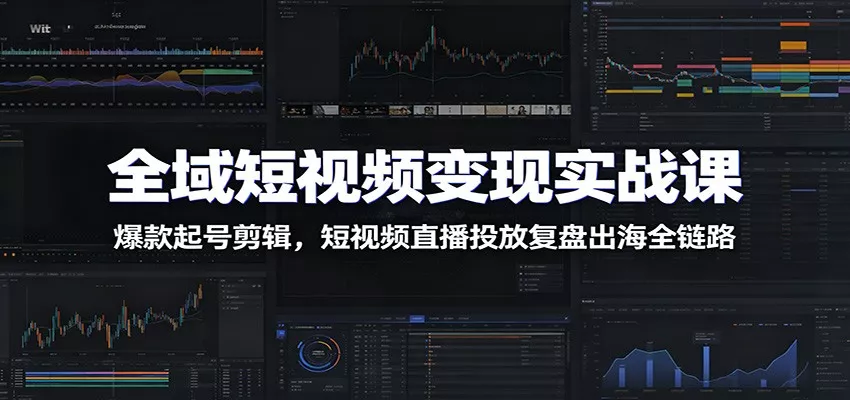 全域短视频变现实战课：爆款起号剪辑，短视频直播投放复盘出海全链路-lanti云网创