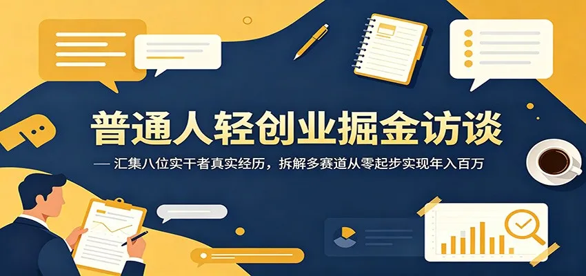 普通人轻创业掘金访谈：汇集八位实干者真实经历，拆解多赛道从零起步实现年入百万-lanti云网创
