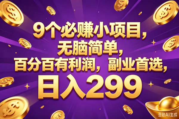 （18736期）9个必赚的小项目，百分百赚元子，无脑简单，副业首选，日入299+-lanti云网创