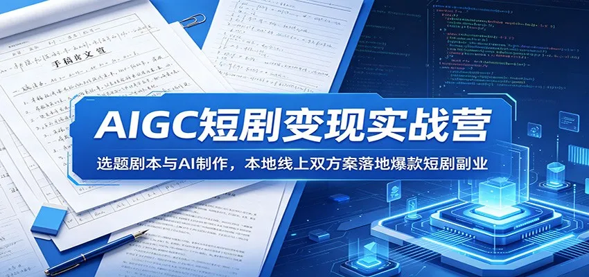 AIGC短剧变现实战营：选题剧本与AI制作，本地线上双方案落地爆款短剧副业-lanti云网创