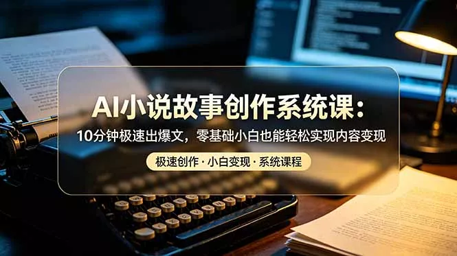 AI小说故事创作系统课：10分钟极速出爆文，零基础小白也能轻松实现内容变现-lanti云网创