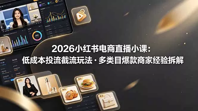 2026小红书电商直播小课，低成本投流截流玩法，多类目爆款商家经验完整拆解教学-lanti云网创