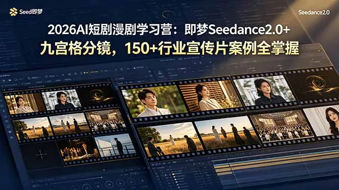 2026AI短剧漫剧学习营：即梦Seedance2.0+九宫格分镜，150+行业宣传片案例全掌握-lanti云网创