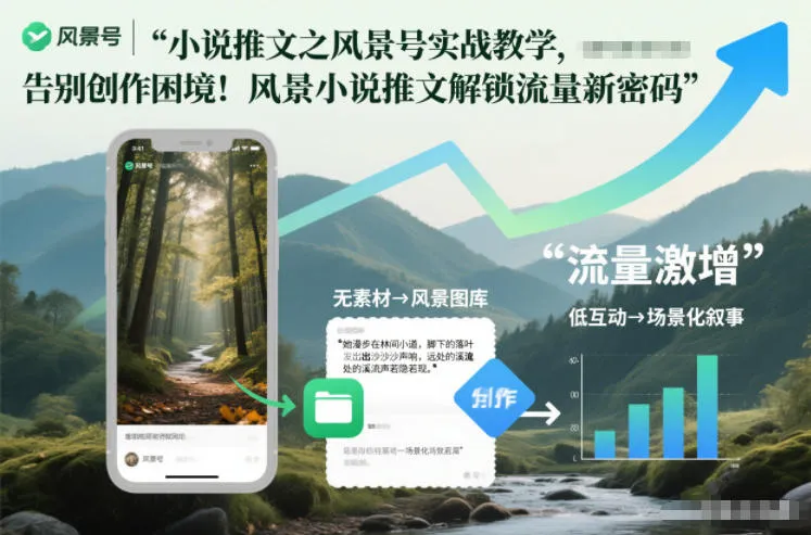 小说推文之风景号实战教学，告别创作困境！风景小说推文解锁流量新密码-lanti云网创