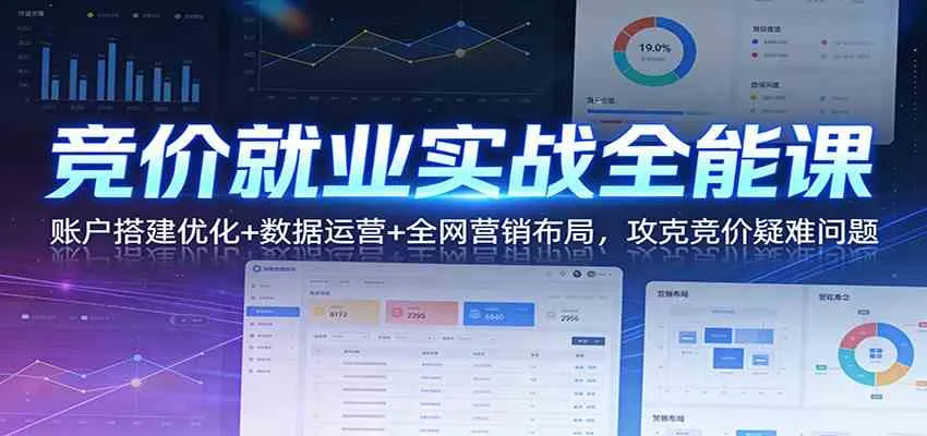 竞价就业实战全能课：账户搭建优化+数据运营+全网营销布局，攻克竞价疑难问题-lanti云网创