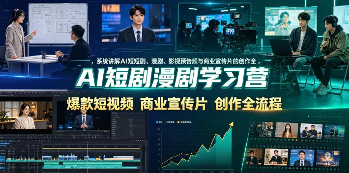 AI短剧漫剧学习营，系统讲解AI短剧、漫剧、影视预告片、爆款短视频与商业宣传片的创作全流程-lanti云网创