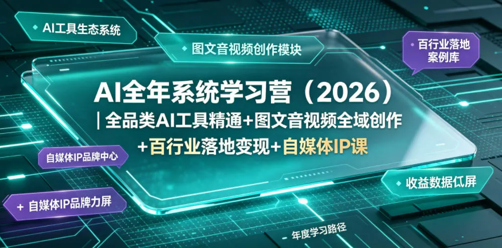 AI全年系统学习营（2026）｜全品类AI工具精通+图文音视频全域创作+百行业落地变现+自媒体IP打造年度进阶大课-lanti云网创
