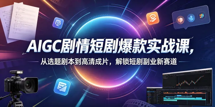 AIGC剧情短剧爆款实战课，从选题剧本到高清成片，解锁短剧副业新赛道-lanti云网创
