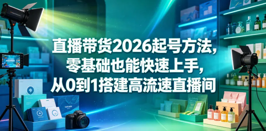 直播带货2026起号方法，零基础也能快速上手，从0到1搭建高流速直播间-lanti云网创