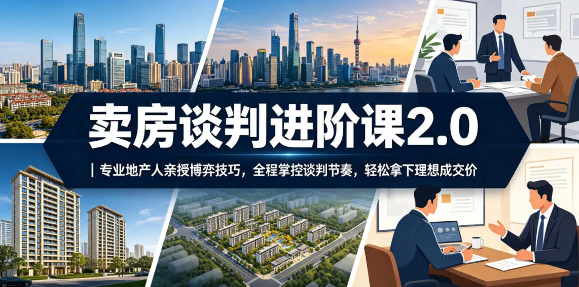 卖房谈判进阶课2.0｜专业地产人亲授博弈技巧，全程掌控谈判节奏，轻松拿下理想成交价-lanti云网创