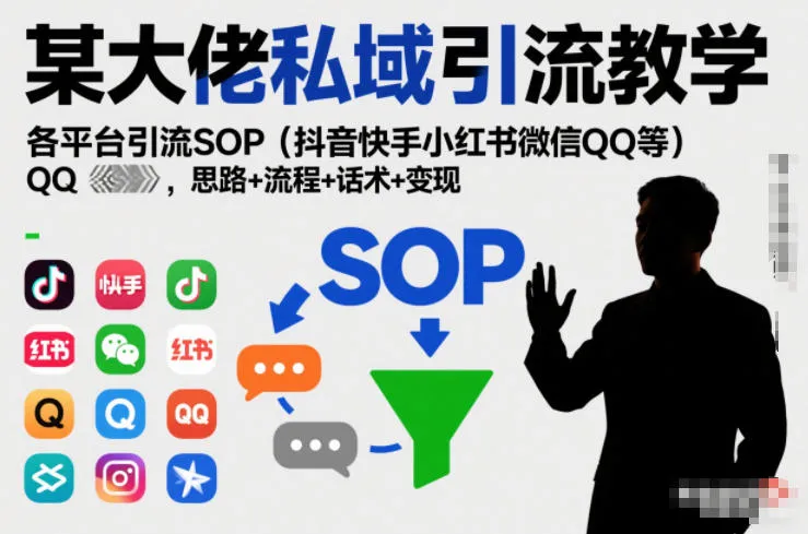 某大佬私域引流教学，各平台引流SOP（抖音快手小红书微信QQ等），思路+流程+话术+变现-lanti云网创