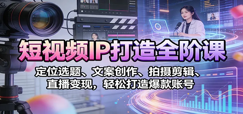 短视频IP打造全阶课：定位选题、文案创作、拍摄剪辑、直播变现，轻松打造爆款账号-lanti云网创
