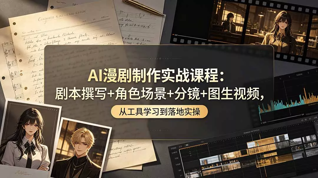 AI漫剧制作实战课程：剧本撰写+角色场景+分镜+图生视频，从工具学习到落地实操-lanti云网创