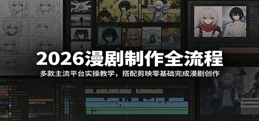 2026漫剧制作全流程：多款主流平台实操教学，搭配剪映零基础完成漫剧创作-lanti云网创