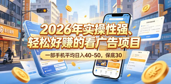 2026年实操性强、轻松好賺的看广告项目，一部手机平均日入40-50，保底30米【揭秘】-lanti云网创